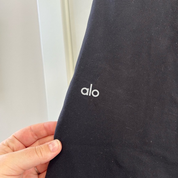 Alo Yoga Airbrush High Waist Cinch Flare Legging in Black - Picture 8 of 10